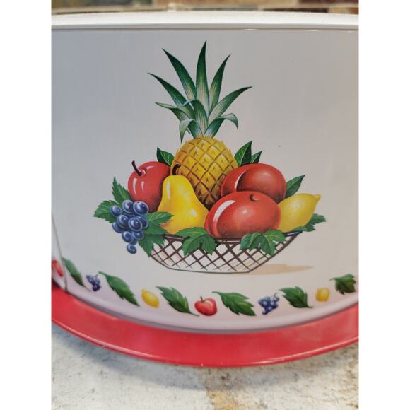 Vintage Cake Carrier Decoware, Fruit Basket Decal, Red Trim, Dome Cover, MCM - Picture 8 of 8